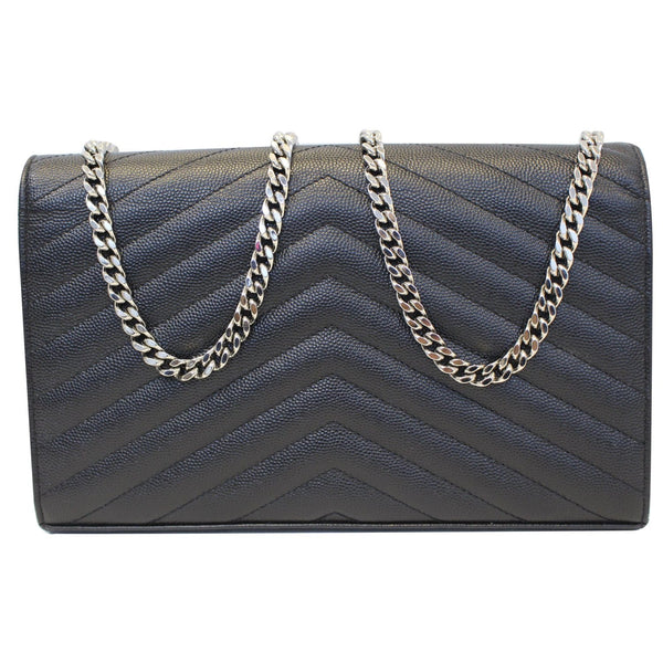 YVES SAINT LAURENT Monogram Grain De Poudre Chain Wallet Black