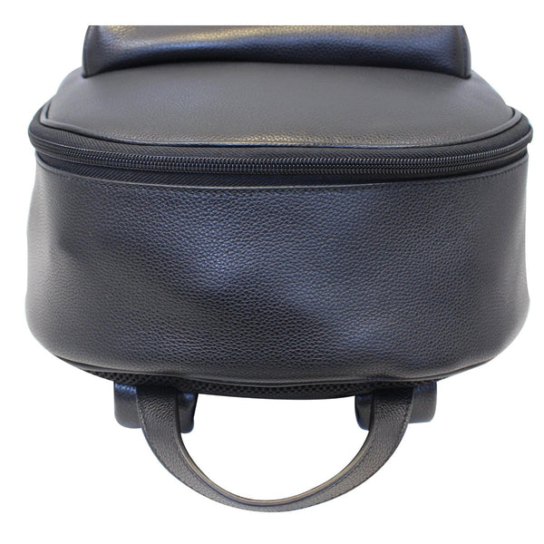 Gucci Leather Print Backpack Bag Black - front view