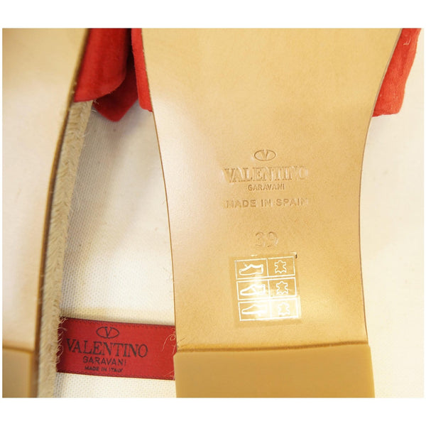 Valentino Slide Sandal Tropical Bow Espadrille Red - bottom view