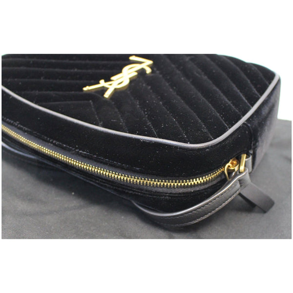 YVES SAINT LAURENT Camera Velvet Crossbody Bag Black