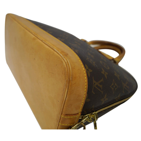 LOUIS VUITTON Alma Monogram Canvas Satchel Bag Brown