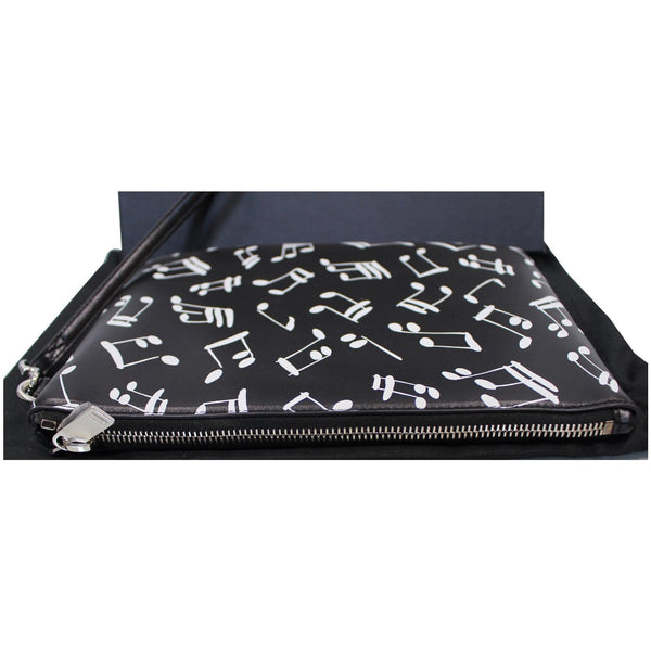 YVES SAINT LAURENT Calfskin Musical Notes Zip Pouch Black - Final Sale