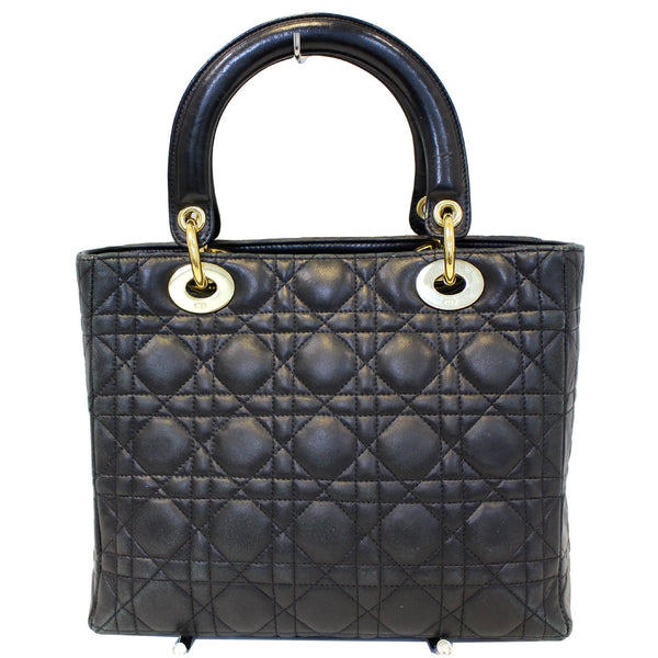 CHRISTIAN DIOR Mini Lady Dior Lambskin Cannage Satchel Bag Black-US