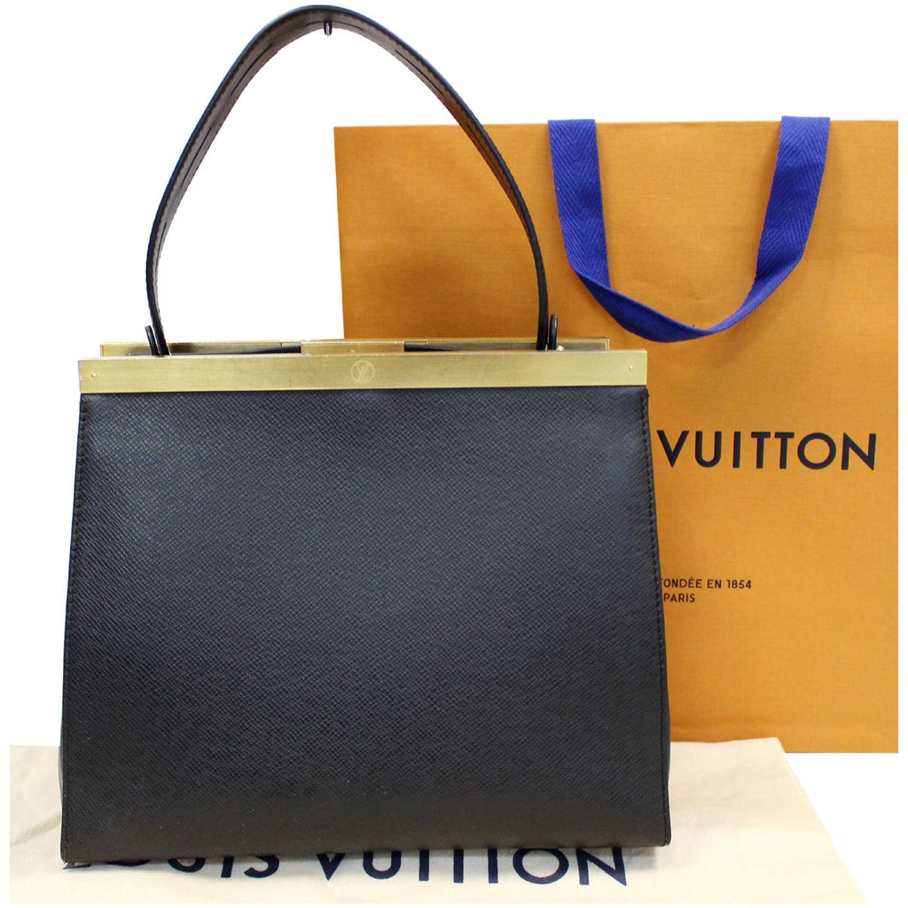 Louis Vuitton City Frame Top Handle Bag Taiga Leather Black