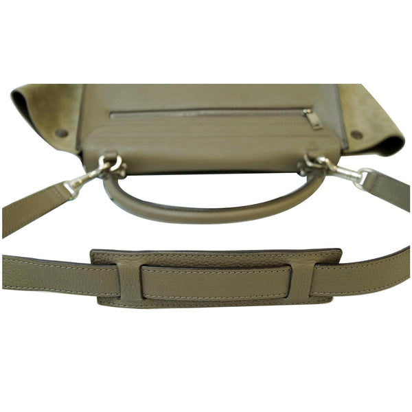 CELINE Trapeze Souris Small 2way Leather Tote Shoulder Bag Taupe