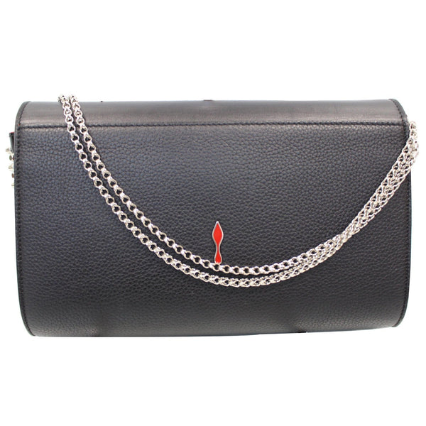 CHRISTIAN LOUBOUTIN Paloma Loubitag Leather Chain Clutch Bag Black