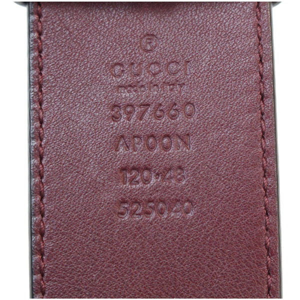 GUCCI Double G Buckle Leather Belt Size 44 Burgundy