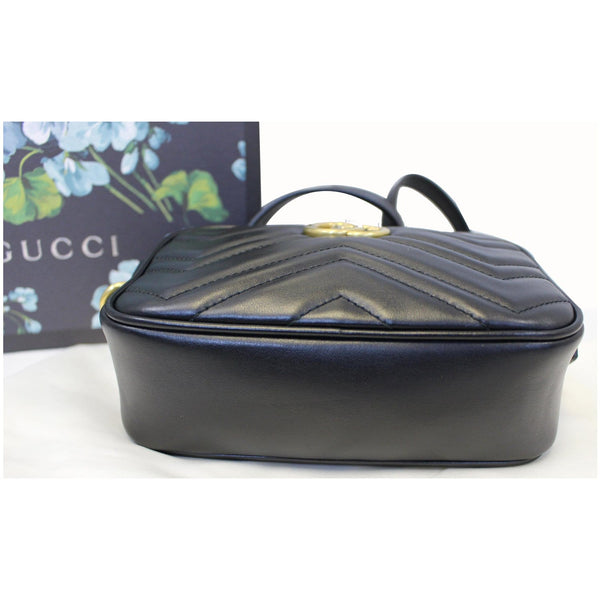 GUCCI GG Marmont Matelasse Mini Leather Crossbody Bag Black 448065
