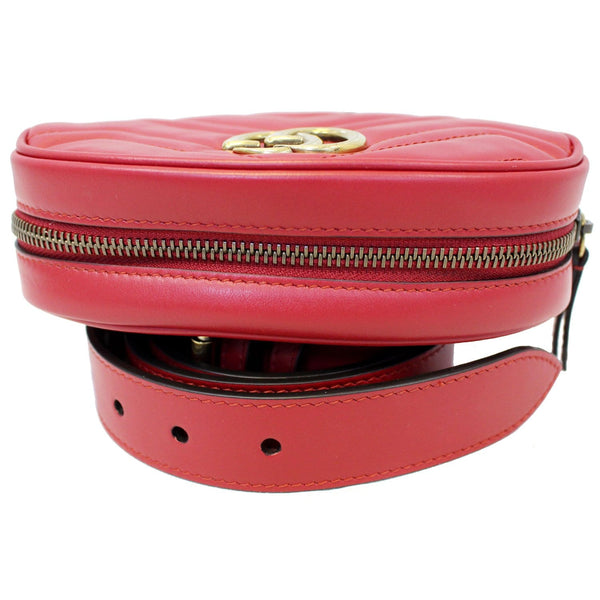 GUCCI GG Marmont Matelasse Leather Belt Bag 476434 Red