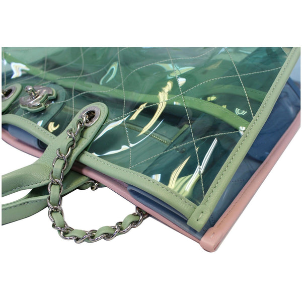 CHANEL Coco Splash Medium Lambskin PVC Quilted Shopping Bag Blue Green-US