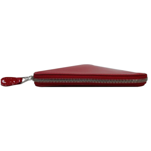 BALENCIAGA Triangle Patent Leather Coin Purse Red