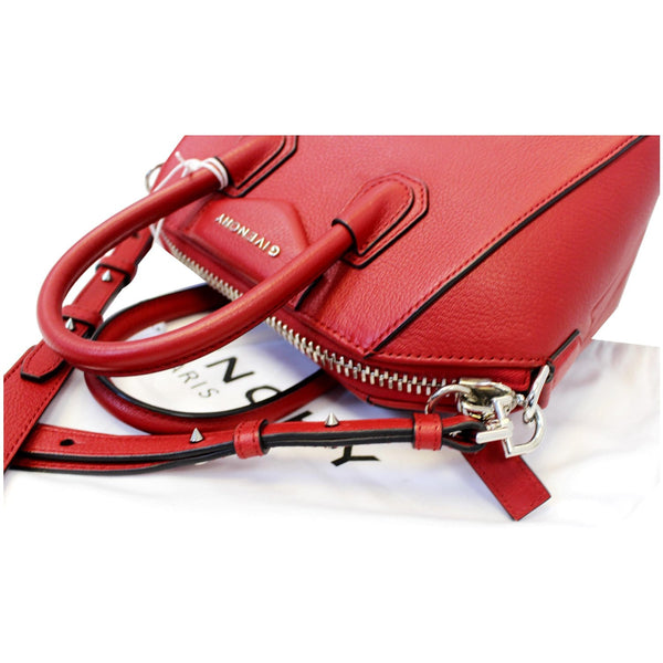 GIVENCHY Mini Antigona Goatskin Leather Shoulder Bag Red