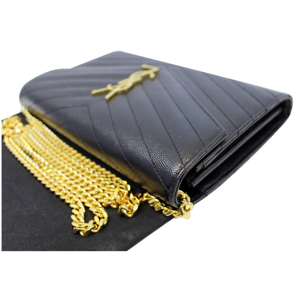 YVES SAINT LAURENT Matelasse Envelope Chain Wallet Black