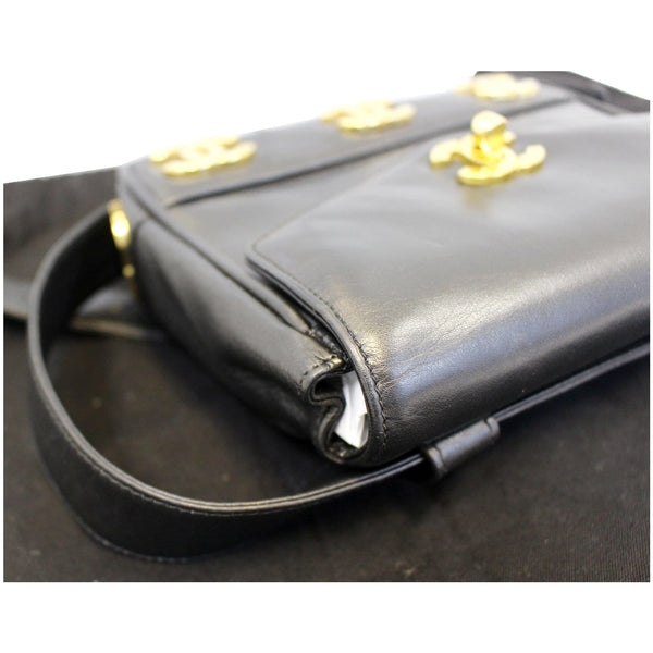 CHANEL VINTAGE Logo Plaque Bum Bag Black-US