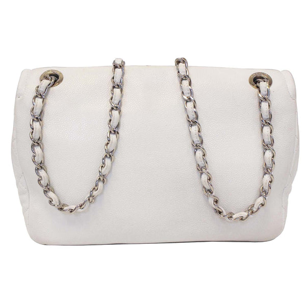CHANEL Caviar Timeless CC Flap Shoulder Bag White