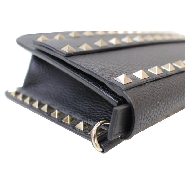 VALENTINO Garavani Small Rockstud Flap Leather Shoulder Bag Black