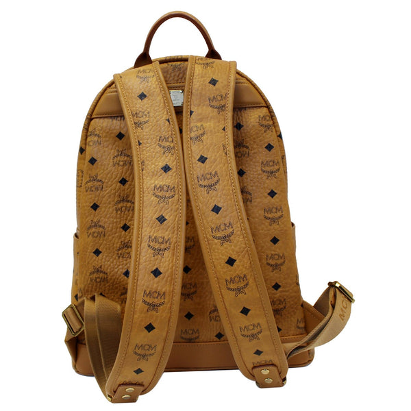 MCM Visetos Medium Stark Logo Stripe Backpack Cognac Red