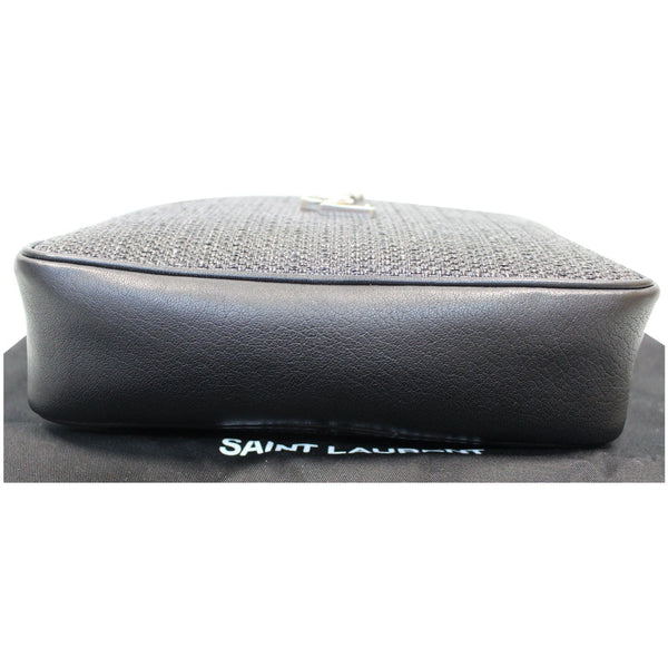 YVES SAINT LAURENT Lou Camera Raffia Canvas Crossbody Bag Black