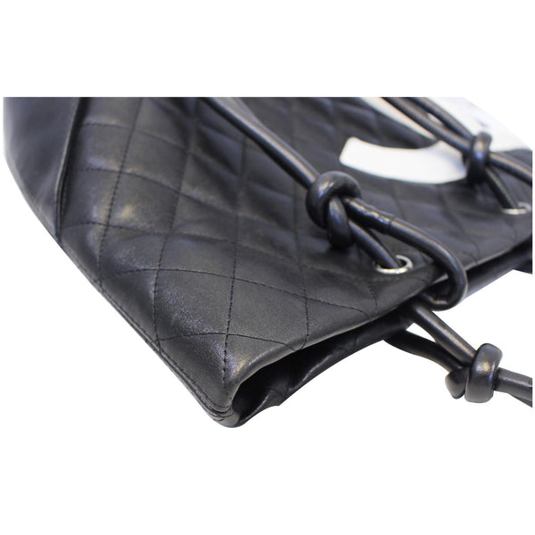 Chanel Tote Bag Cambon Small Quilted Leather Black corner view