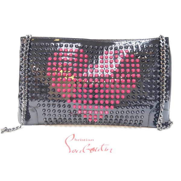 CHRISTIAN LOUBOUTIN Patent Leather Loubiposh Valentines Spiked Clutch Bag