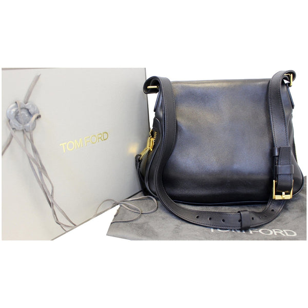 TOM FORD Jennifer Zip Medium Leather Shoulder Bag Black