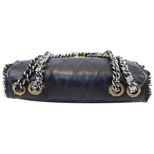 CHANEL Tweed Lambskin Leather Flap Bag Black