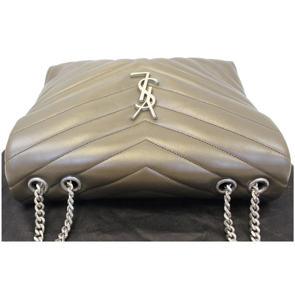 YVES SAINT LAURENT Matelasse Loulou Monogram Calfskin Shoulder Bag Grey