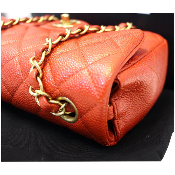 CHANEL Pearl Red Caviar Leather Mini Rectangular Flap Bag-US