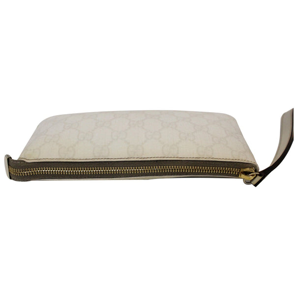 Gucci Clutch Bag GG Canvas Wristlet Pochette White for sale