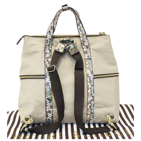 Henri Bendel Jetsetter Snake Convertible Backpack Brown