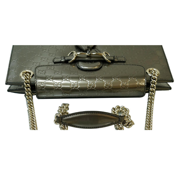 GUCCI Emily Large Guccissima Chain Shoulder Bag Grey 295403