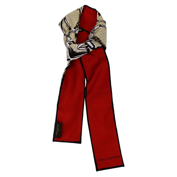 LOUIS VUITTON Silk Monogram Trunks Bandeau Brown and Red