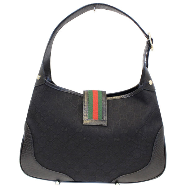 GUCCI GG Canvas Web Hobo Bag Black 130779-US