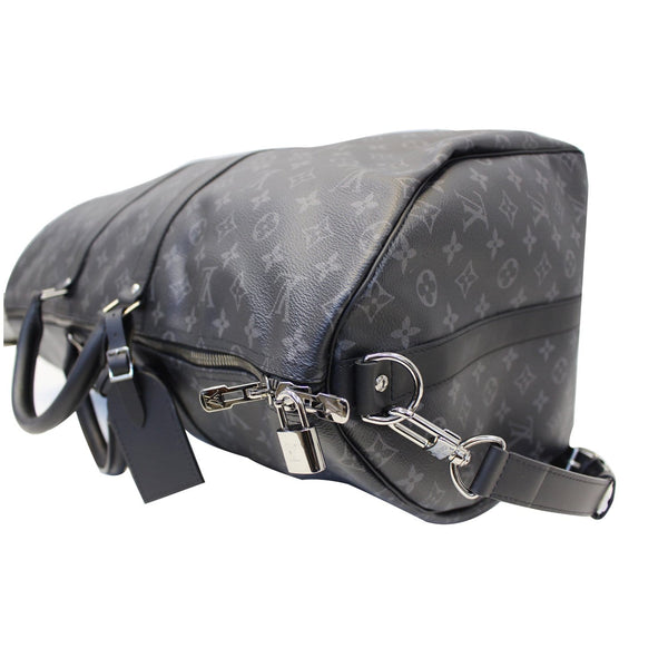 LOUIS VUITTON Keepall 55 Bandouliere Monogram Eclipse Travel Bag Black/Grey