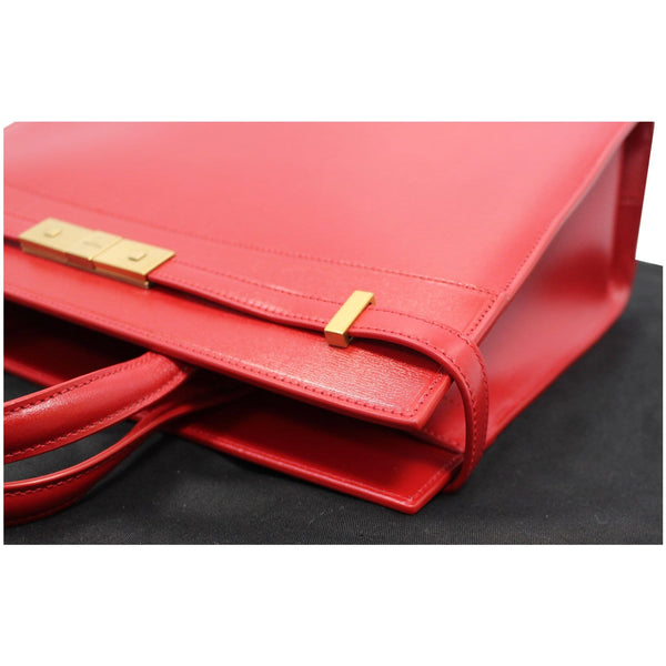 YVES SAINT LAURENT Small Manhattan Calfskin Leather Shopper Tote Bag Red - Last Call