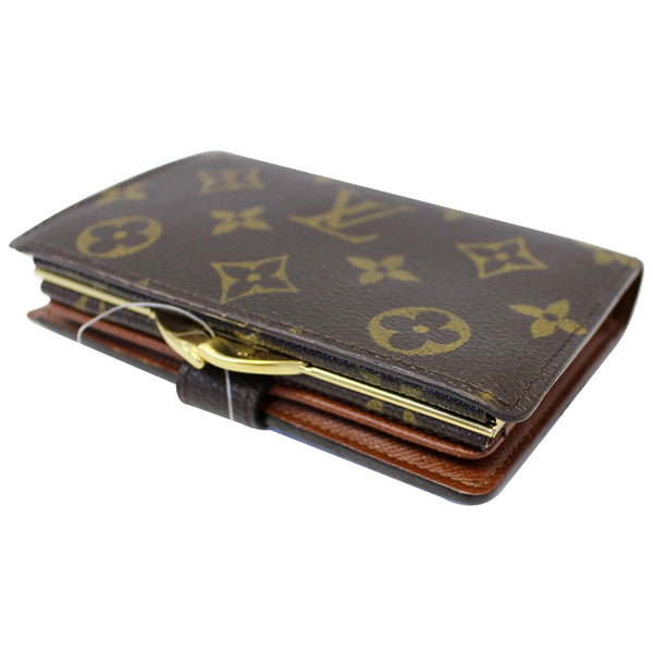 LOUIS VUITTON French Kisslock Monogram Canvas Wallet Brown