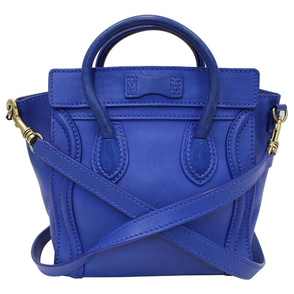 CELINE Nano Luggage Smooth Leather Tote Crossbody Bag Blue