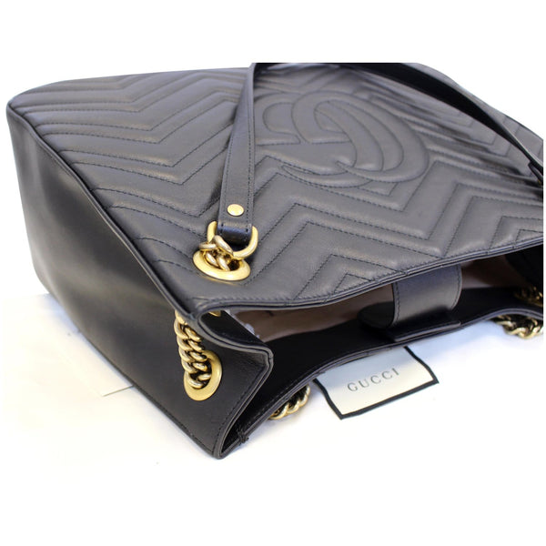 GUCCI GG Marmont Metelasse Medium Quilted Leather Shoulder Bag 453569 Black-US