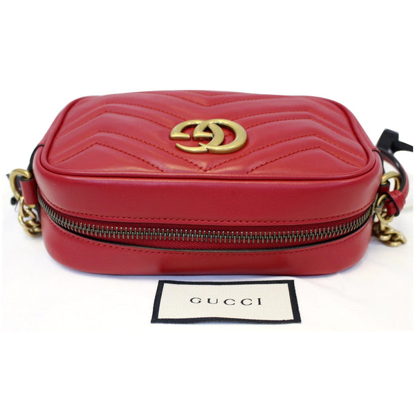 GUCCI GG Marmont Matelasse Mini Leather Crossbody Bag Red