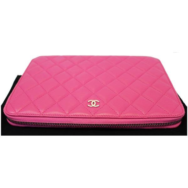 CHANEL Zip Around Lambskin Leather Large Organizer Wallet Pink