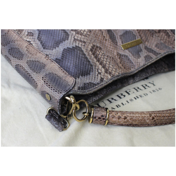 BURBERRY Large Python Leather Tote Shoulder Bag Brown