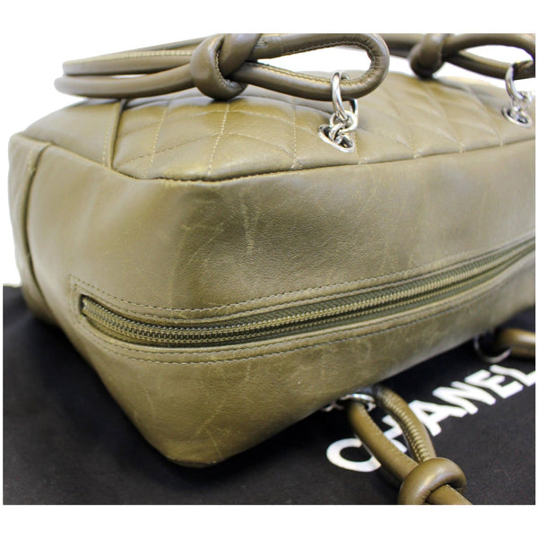 CHANEL Cambon Line Leather Shoulder Bag Dark Green