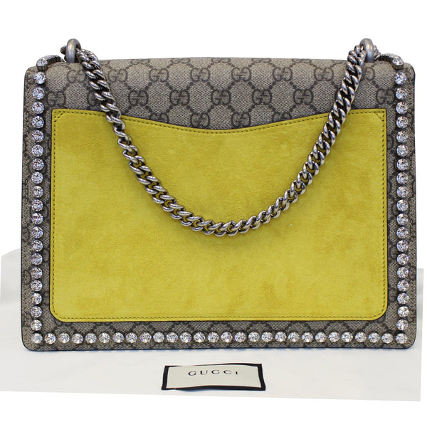 GUCCI Dionysus Medium GG Supreme Embroidered Crystal Bow Shoulder Bag Beige -US
