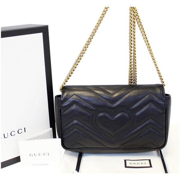 GUCCI GG Marmont Matelasse Black Leather Super Mini Crossbody Bag-US
