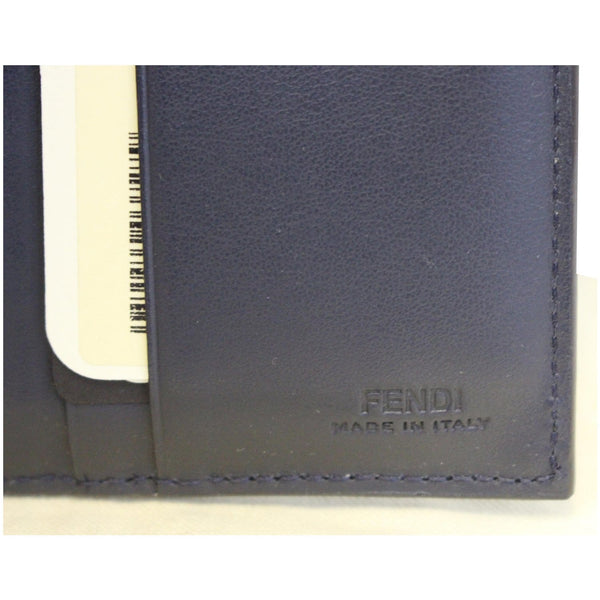 Fendi Bi-Fold Leather Wallet Blue For Women - pockets