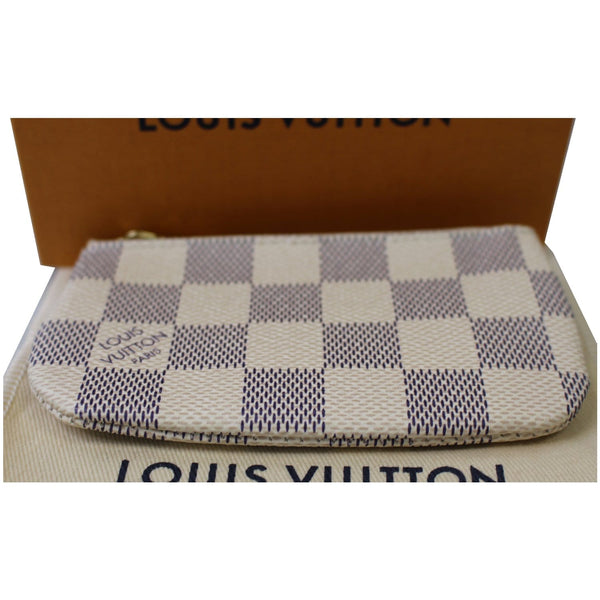 Louis Vuitton Key Coin Pouch Damier Azur White full view