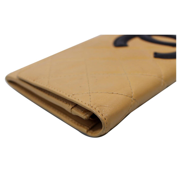 Chanel Cambon Flap Calfskin Quilted Wallet Beige exterior