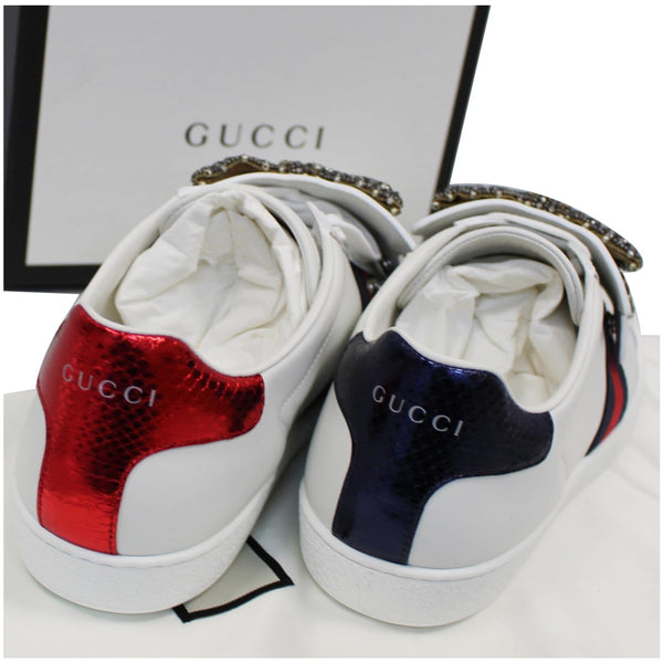 GUCCI Ace Low Top Crystal Bow Patches Sneakers White 481154 US 12