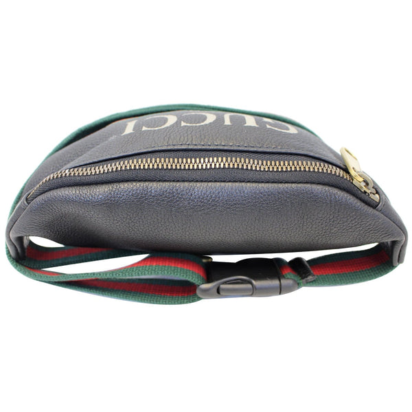 GUCCI Print Leather Black Belt Waist Bum Bag Small 527792