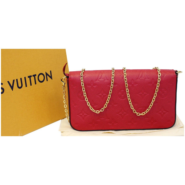 LOUIS VUITTON Pochette Felicie Monogram Empreinte Chain Wallet Red